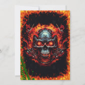 Invitation Skull Biker de Hell Halloween Flames (Dos)