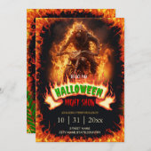 Invitation Skull Biker de Hell Halloween Flames (Devant / Derrière)