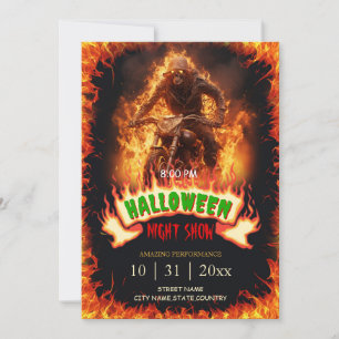 Invitation Skull Biker de Hell Halloween Flames