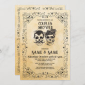 Invitation Skull Couple's Shower Party Halloween gothique (Devant / Derrière)