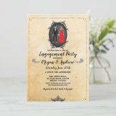 Invitation Skull Engagement Party Halloween Skeletons gothiqu (Debout devant)