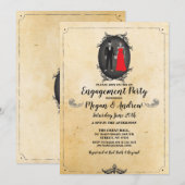 Invitation Skull Engagement Party Halloween Skeletons gothiqu (Devant / Derrière)