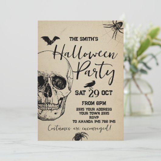 Invitation Skull Halloween Party Spooky (Debout devant)
