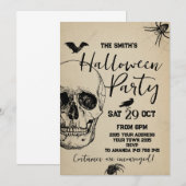 Invitation Skull Halloween Party Spooky (Devant / Derrière)