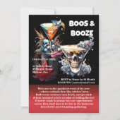 Invitation Skull happy hour cocktails éffrayants gothique flo (Devant)