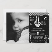 Invitation Skull Skeleton Bad to the Bone 2nd Birthday (Devant)