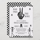 Invitation Skull Skeleton Bad to the Bone 2nd Birthday  (Devant / Derrière)