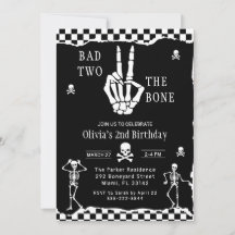Skull Skeleton Bad to the Bone 2nd Birthday 