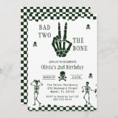 Invitation Skull Skeleton Bad to the Bone 2nd Birthday (Devant / Derrière)