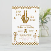 Invitation Skull Skeleton Bad to the Bone 2nd Birthday (Debout devant)