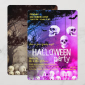 Invitation Skull Skeleton Halloween Party Freaky Night (Devant / Derrière)