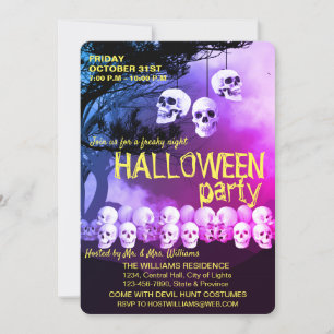 Invitation Skull Skeleton Halloween Party Freaky Night
