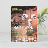 Invitation Skull Skeleton Halloween Party Freaky Red Night (Debout devant)