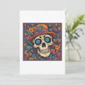 Invitation skull with flowers (Debout devant)