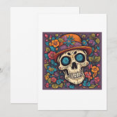 Invitation skull with flowers (Devant / Derrière)