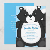 Invitation Skunk Anniversaire Party Blue (Devant / Derrière)