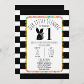Invitation Skunk Little Stinker Pompom Stripes Anniversaire (Devant / Derrière)