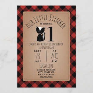Invitation Skunk Lumberjack Plaid Anniversaire fête