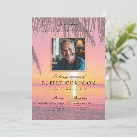 Invitation Sky Beach Coucher du soleil Célébration de la vie (Debout devant)