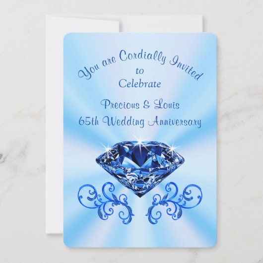Invitation Sky Blue 65e anniversaire Mariage Commande personn (Devant)