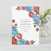 Invitation Sky Blue and Terracotta Watercolor Floral Wedding (Debout devant)