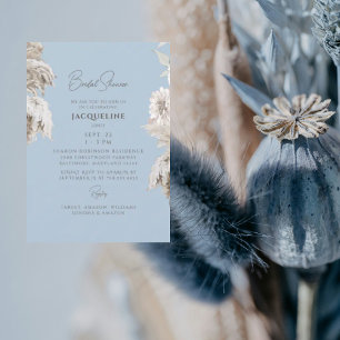 Invitation Sky Blue Boho White Floral Fête des mariées