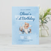 Invitation Sky Blue Child 1'st Birthday (Debout devant)