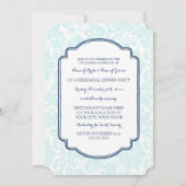 Invitation Sky Blue Damask Photo Rehearal Diner Party (Dos)