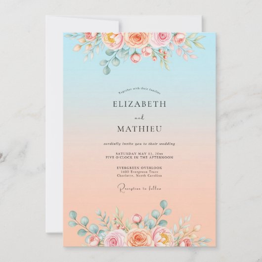 Invitation Sky Blue Dreamy Sunset Wedding (Devant)
