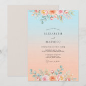 Invitation Sky Blue Dreamy Sunset Wedding (Devant / Derrière)