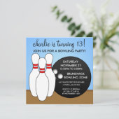 Invitation Sky Blue Faisons une fête de bowling (Debout devant)