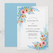 Invitation Sky Blue Floral Whimsy Wedding (Devant / Derrière)