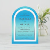 Invitation Sky blue light gradient wedding (Debout devant)