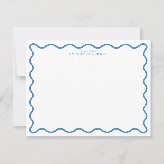 Invitation Sky Blue Modern Wavy Border Note Card (Devant)