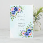 Invitation Sky Blue Polished Botanical Wedding (Debout devant)