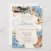 Invitation Sky Blue Quinceanera Mariachi Charro Rose occident (Devant)