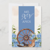 Invitation Sky Blue Quinceanera Mariachi Charro Rose occident (Dos)