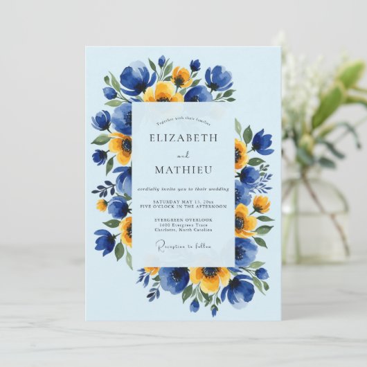 Invitation Sky Blue Radiant Meadow Wedding (Debout devant)