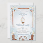 Invitation Sky Blue Rustic Country Western Fête des mariées (Devant)
