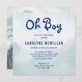 Invitation Sky Blue Sage Vert Botanique Bébé Boy Douche (Devant / Derrière)