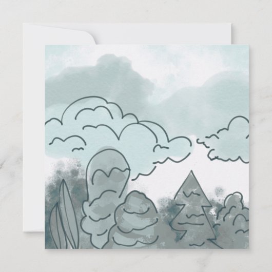 Invitation Sky Blue Sage Vert Botanique Bébé Boy Douche (Dos)