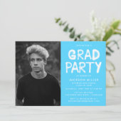 Invitation Sky Blue Spray Paint Photo Party Graduation (Debout devant)