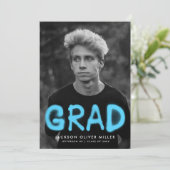 Invitation Sky Blue Spray Paint Photo Party Graduation (Debout devant)