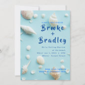 Invitation Sky Blue White Seashells Beach Mariage (Devant)