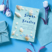 Invitation Sky Blue White Seashells Beach Mariage