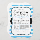 Invitation Sky Blue & White Stripes Surprise (Devant / Derrière)