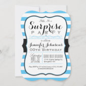Invitation Sky Blue & White Stripes Surprise (Devant)