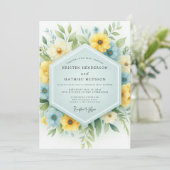 Invitation Sky Blue & Yellow Meadow Wedding (Debout devant)