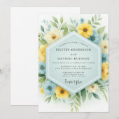 Invitation Sky Blue & Yellow Meadow Wedding (Devant / Derrière)