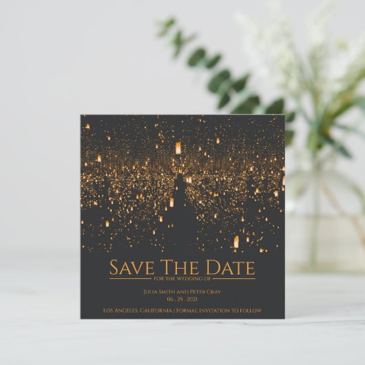Invitation Sky Lights Enregistrer Le Mariage Date (Debout devant)